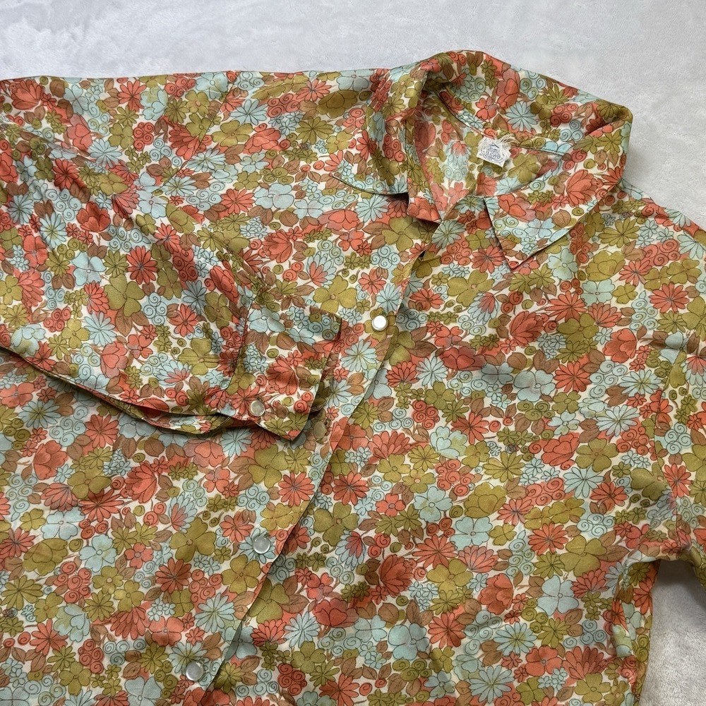 Vintage 70s Paisley Button Shirt Psychedelic Mod Hippie Lightweight